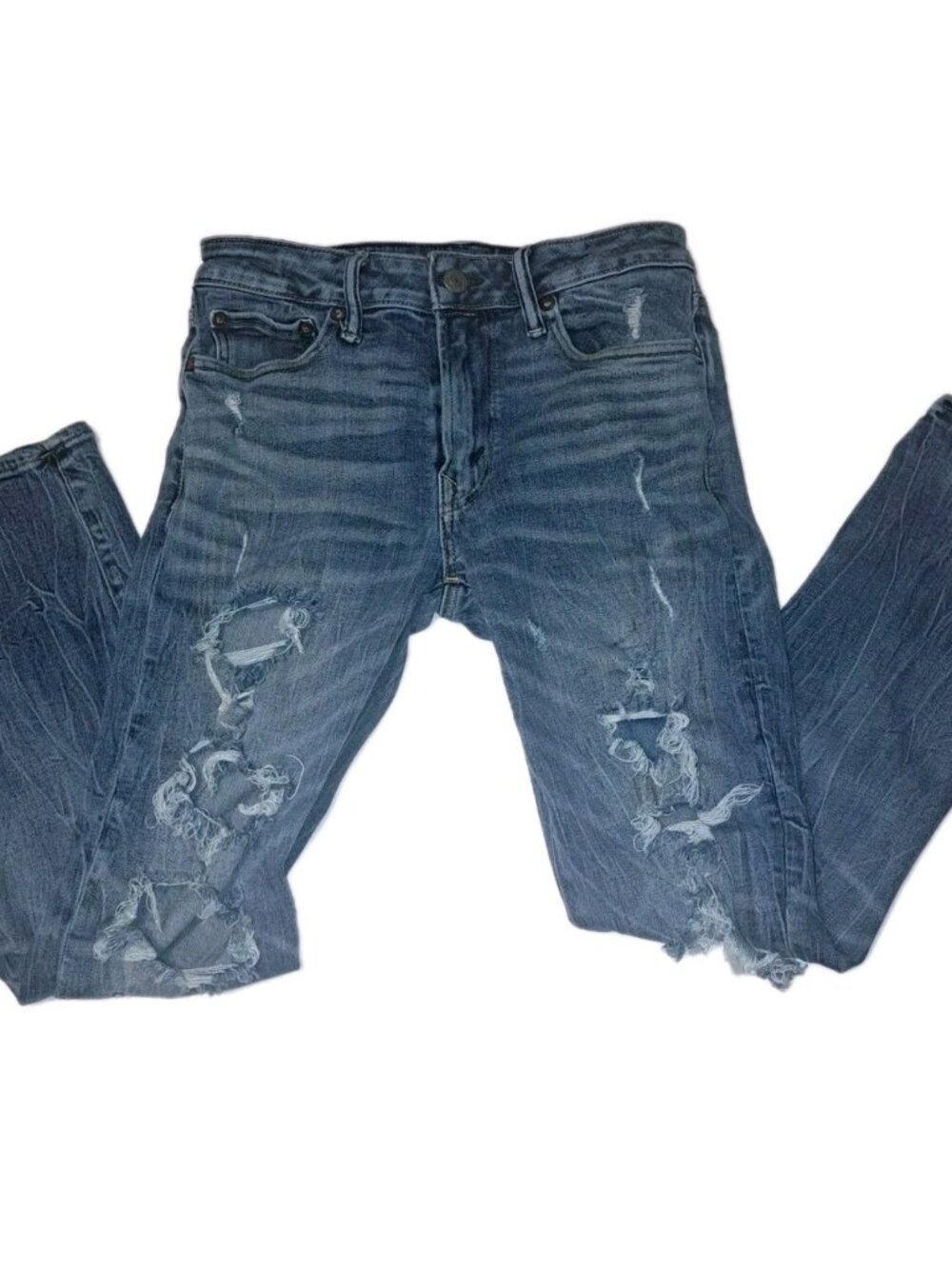 American Eagle Mens Blue Ne(x)t Level Airflex Slim Jeans 29x30 Distressed